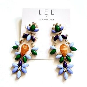 LEE ANGEL for NEIMAN MARCUS Passionflower Polished Resin Gold Plated Ear…